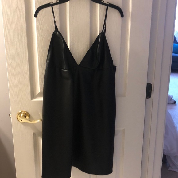 victoria's secret leather dress Victoria Secret Lingerie Slip Dress Black Faux Leather Side Zip Solid  Stretch